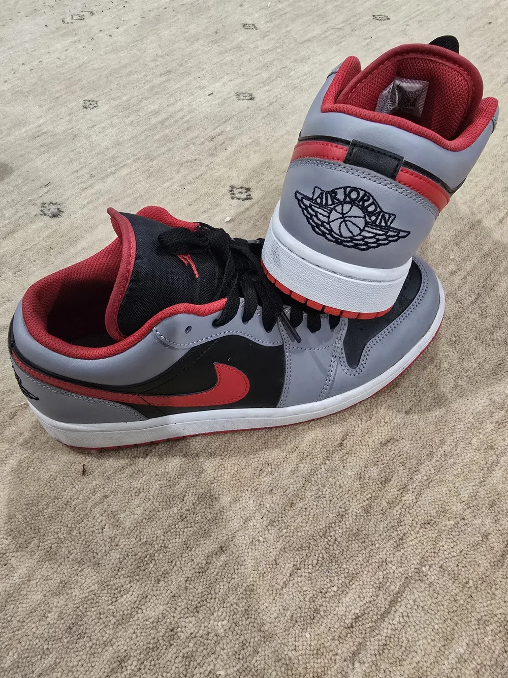 Nike Air Jordan 1 Low-Top Sneakers - Black/Gray/Red